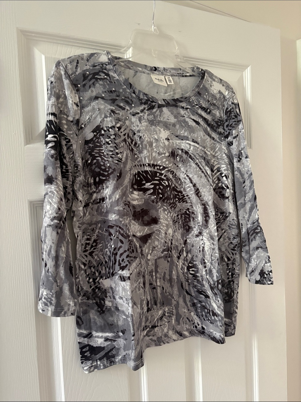Rafaella Gray Abstract-Print Long Sleeve Top